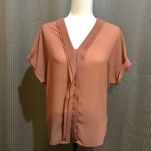 Dex Oversized Blush Dex Sheer Button Blouse